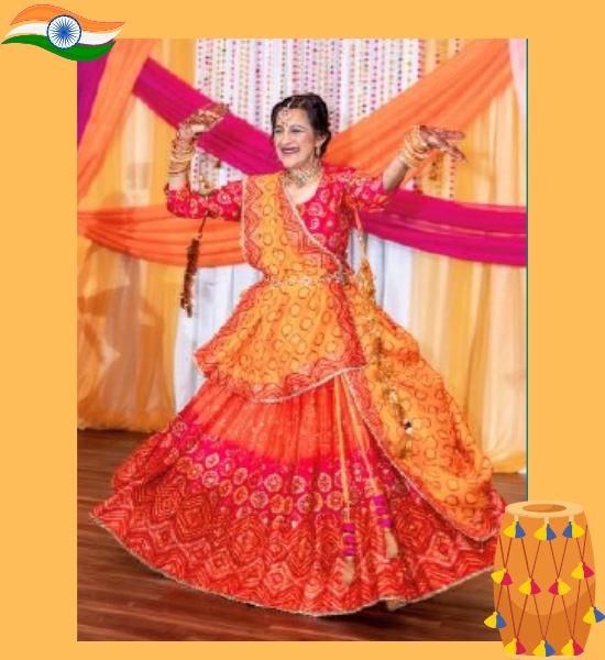 a Indian dancer with traditional outfits