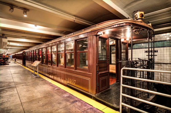 Photo of historic train car at New York Transit Museum.